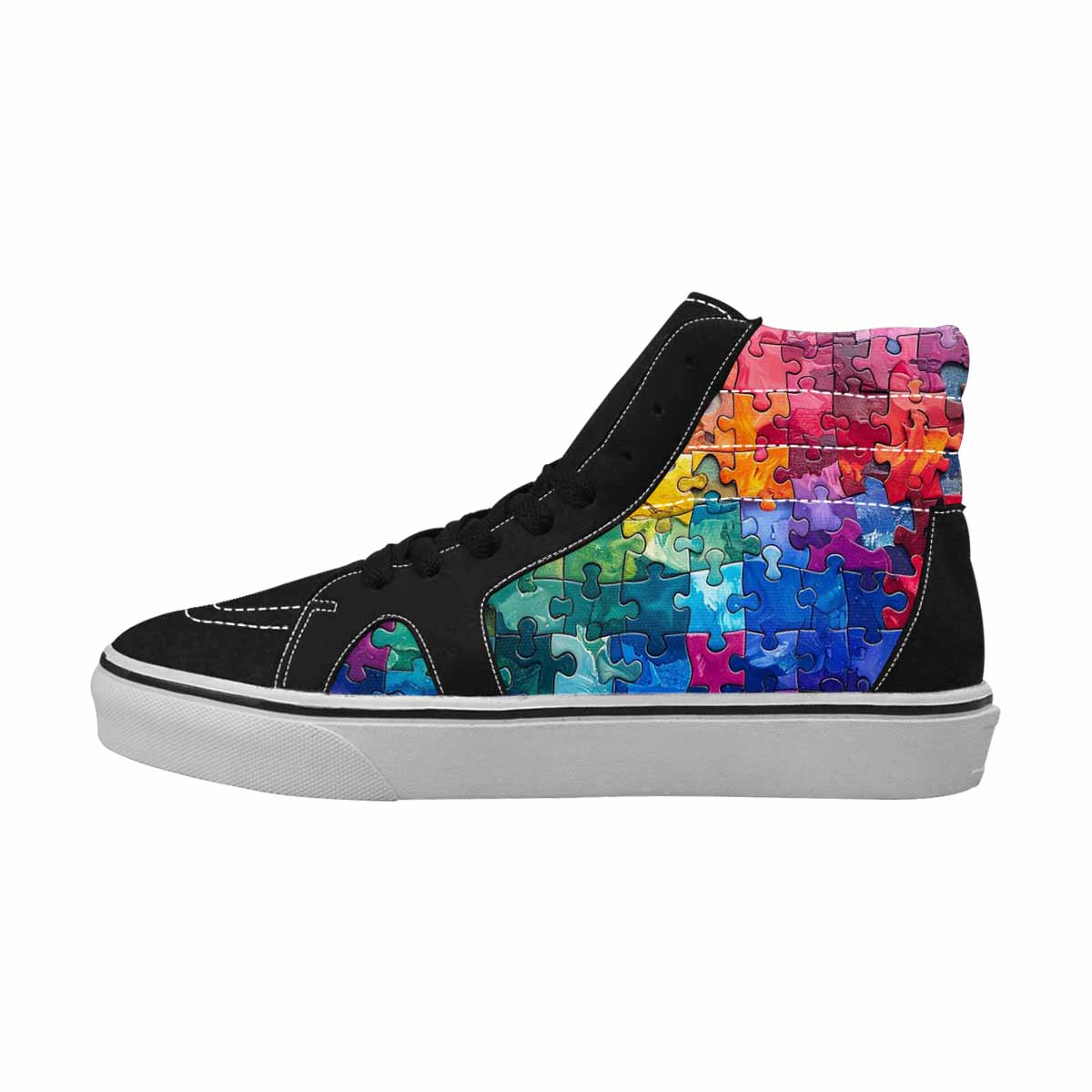 MEN'S Autism Puzzle Pieces High Top Canvas Kaleidoscope Custom Sneakers