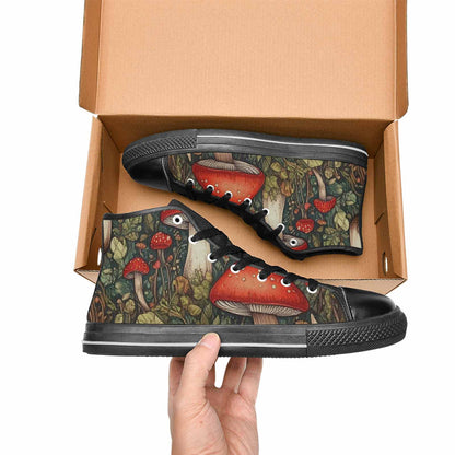 WOMEN'S Mushroom High Top Canvas Neon Fantasy Custom Sneakers