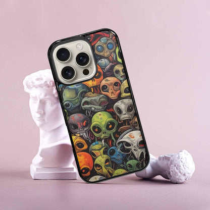 iPhone 16 Pro Case — Aliens Camo Aliens Pattern Hundreds Of, Custom Designed Case Cover