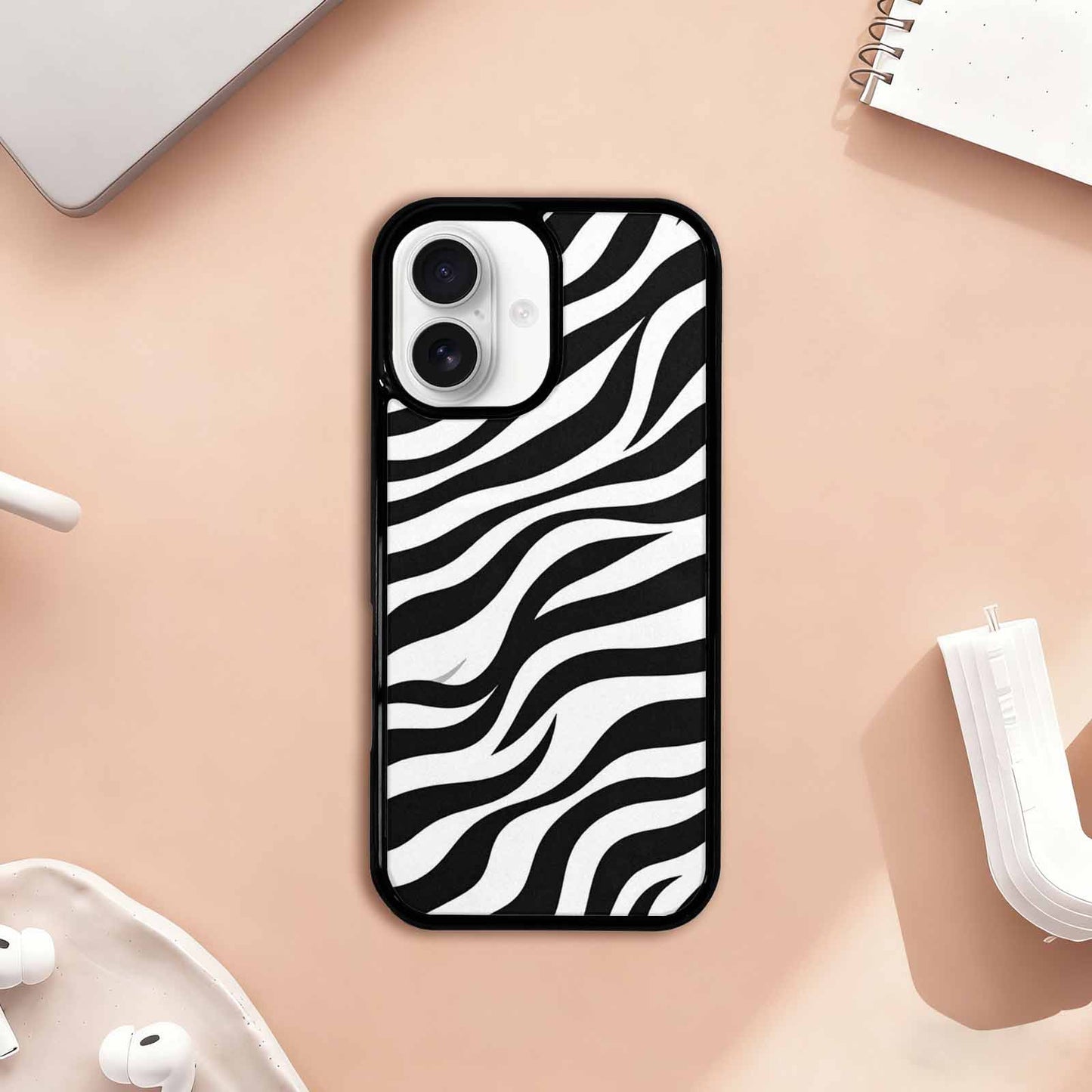 iPhone 17 Case — Zebra Print Black White Custom Animal, Customized Protective Case