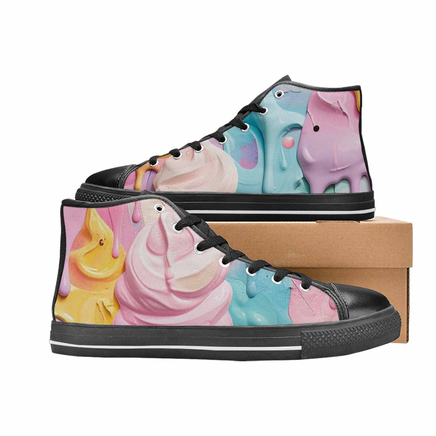 MEN'S Soft Serve Swirl Monster Characters High Top Canvas Surreal Sneakers
