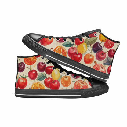 WOMEN'S Cherry Fruit Print High Top Canvas Wallpaper Art Shoes