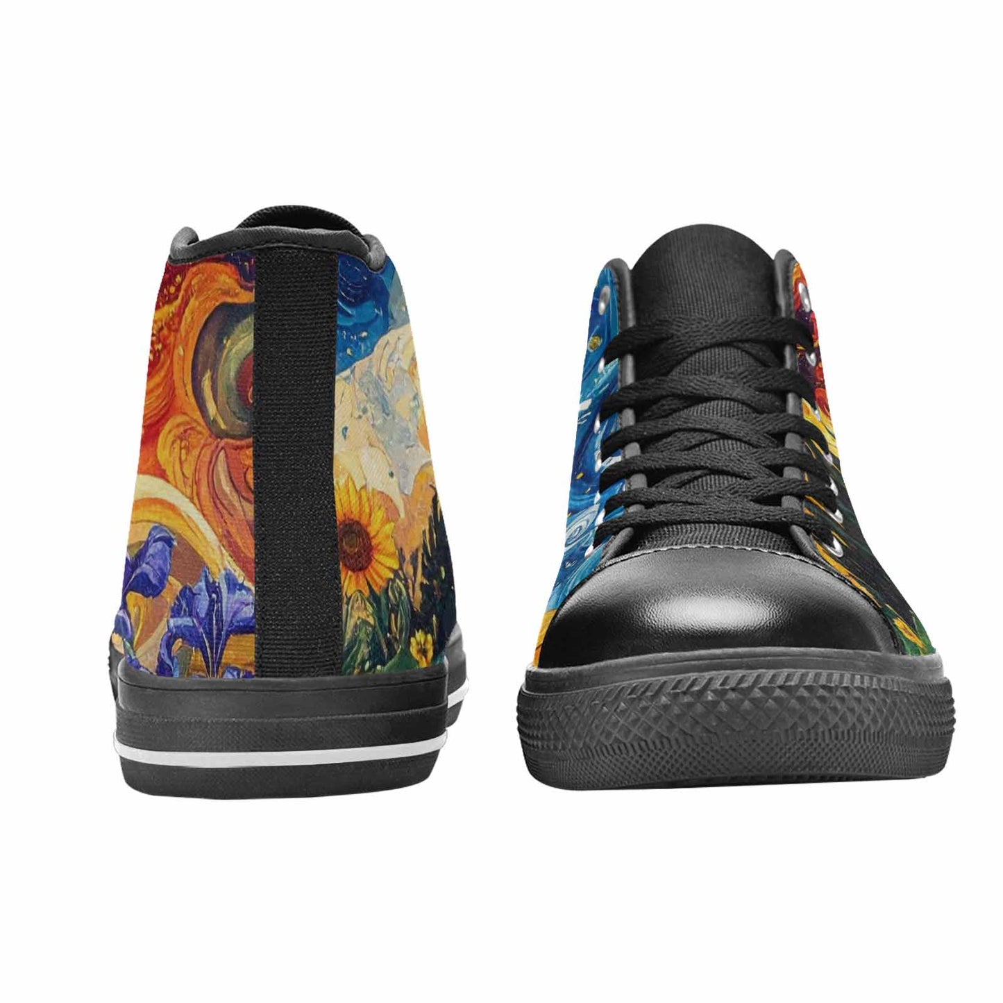 MEN'S Van Gogh-Style Swirl High Top Canvas Surreal Custom Sneakers