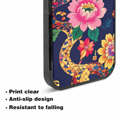 iPhone 15 Case — Floral Snake Print Custom, Custom Designed Case Cover