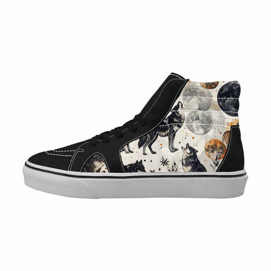WOMEN'S Wolf Silhouette Moon High Top Canvas Y2K Custom Shoes