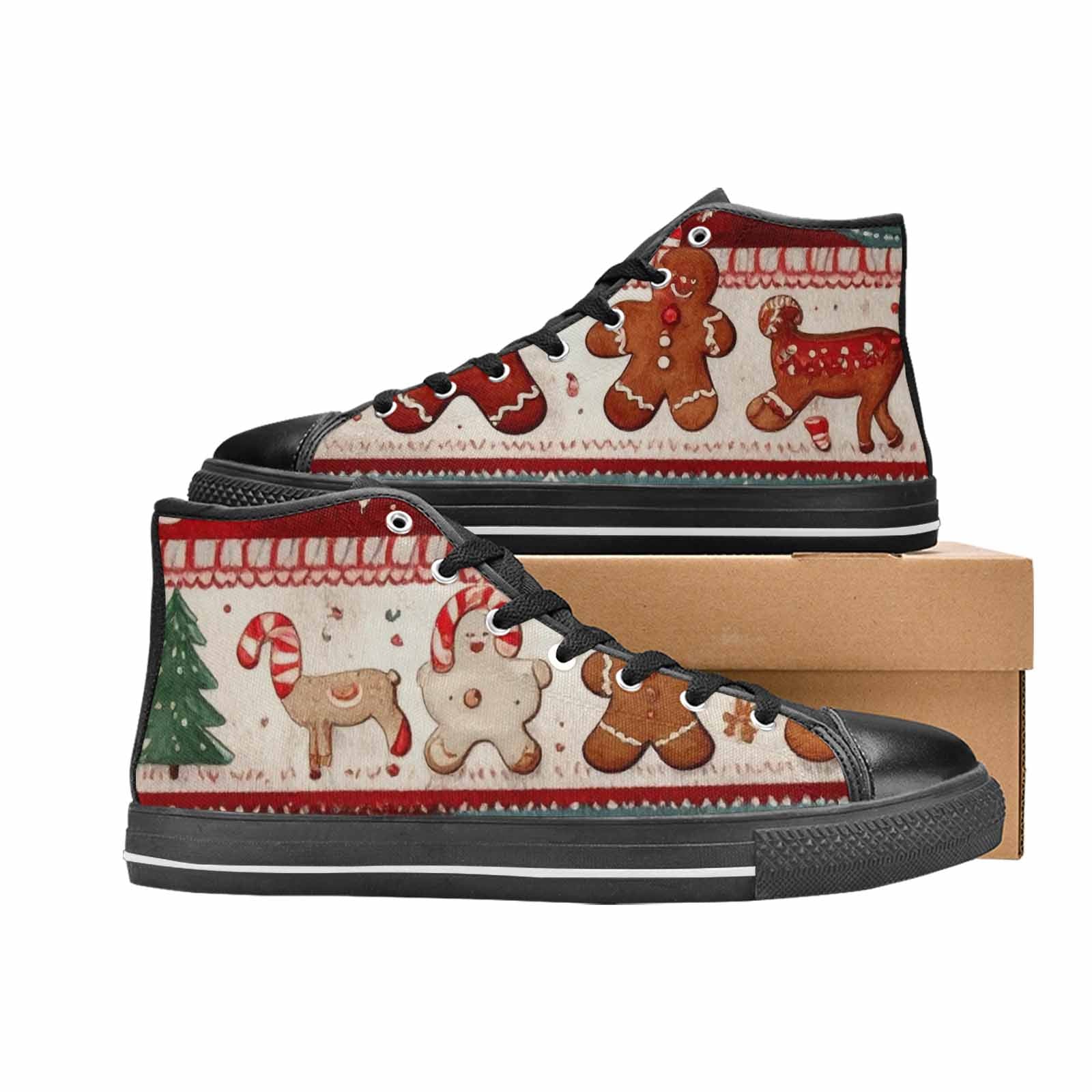 WOMEN'S Christmas Holly Snowflake High Top Canvas Surreal Sneakers