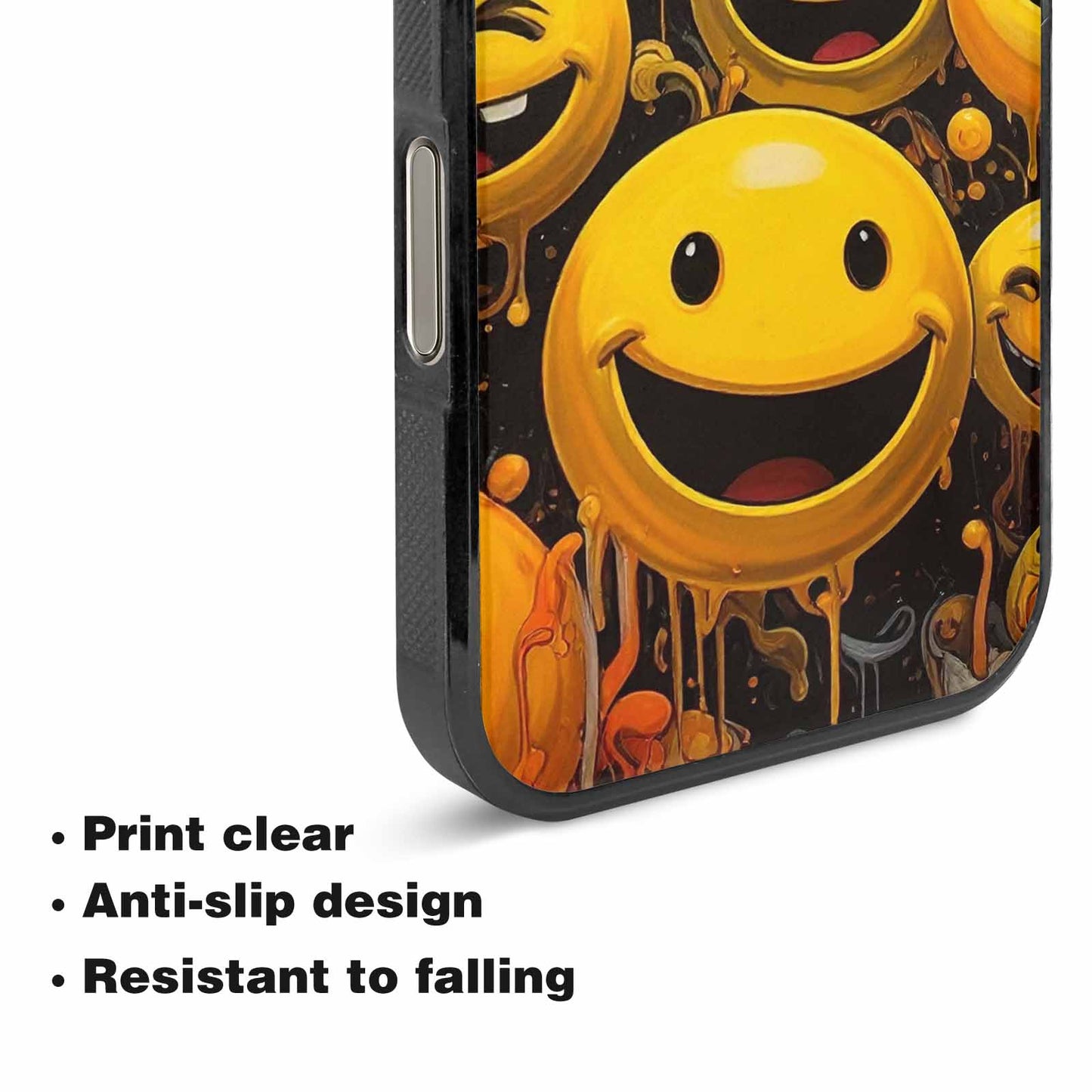 iPhone 16 Pro Max Case — Melting Moon Smiley Red Splatt, Custom Designed Case Cover