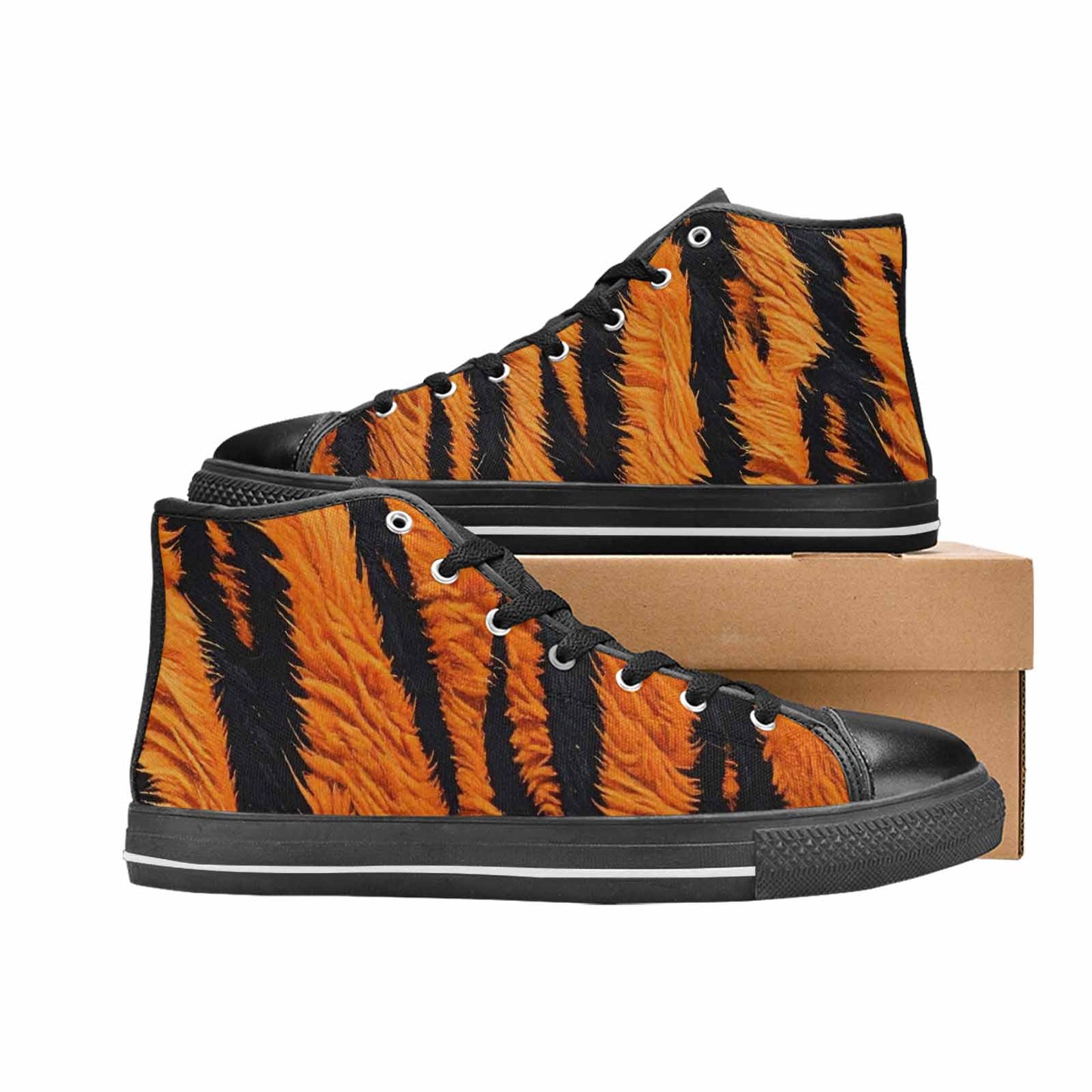 WOMEN'S Bold Tiger Stripe High Top Canvas Neon Fantasy Custom Shoes
