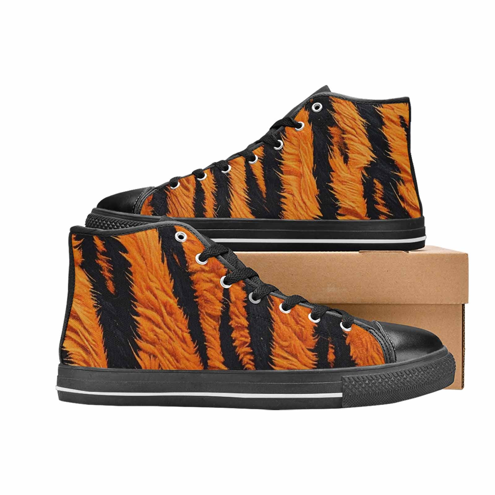 WOMEN'S Bold Tiger Stripe High Top Canvas Neon Fantasy Custom Shoes