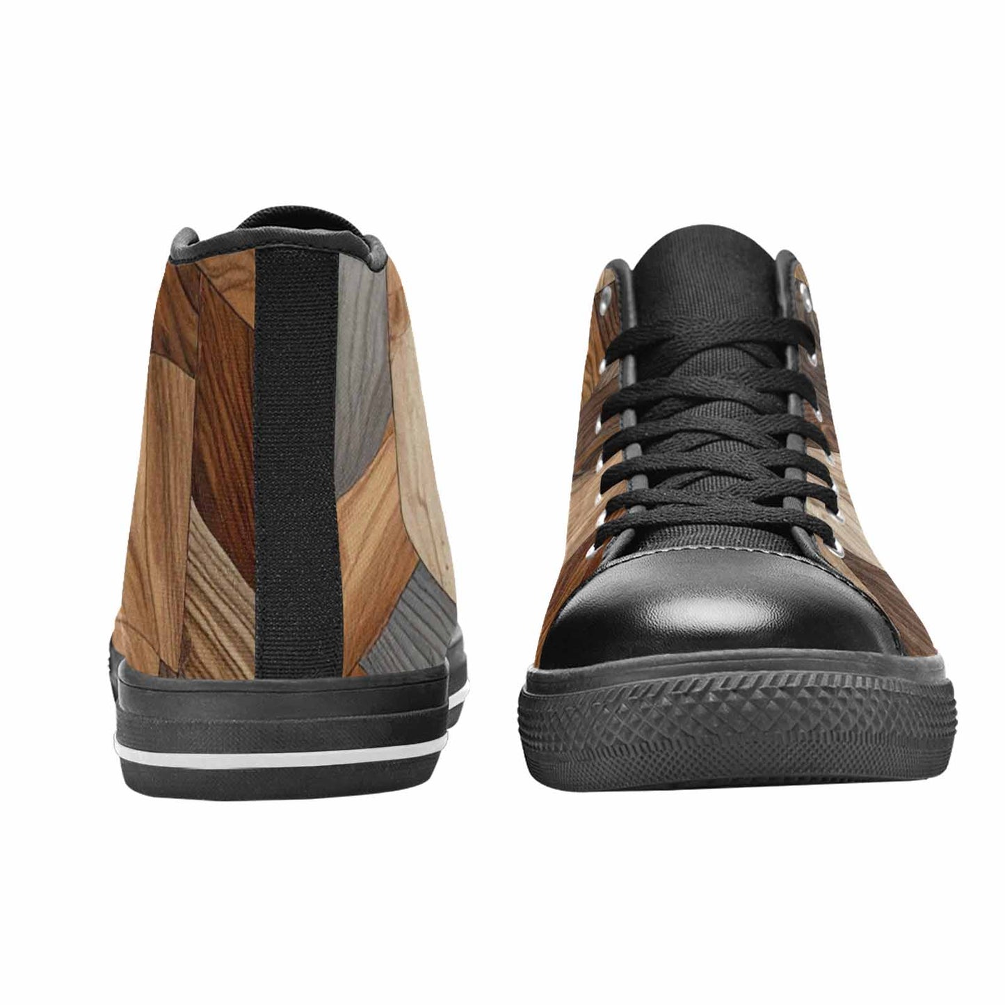 WOMEN'S Wood Grain Texture High Top Canvas Wallpaper Art Shoes