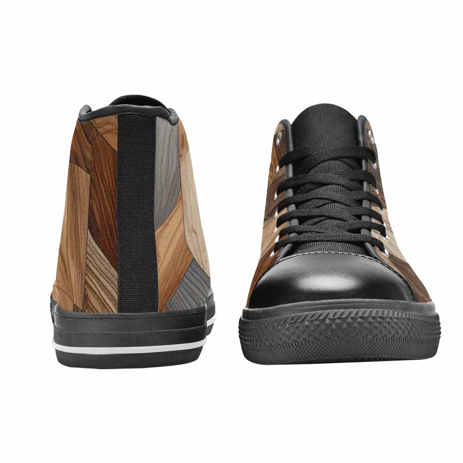 WOMEN'S Wood Grain Texture High Top Canvas Wallpaper Art Shoes