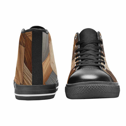 WOMEN'S Wood Grain Texture High Top Canvas Wallpaper Art Shoes