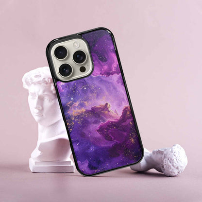 iPhone 16 Pro Case — Purple Color Tones Nebula Texture With, Custom Designed Case Cover