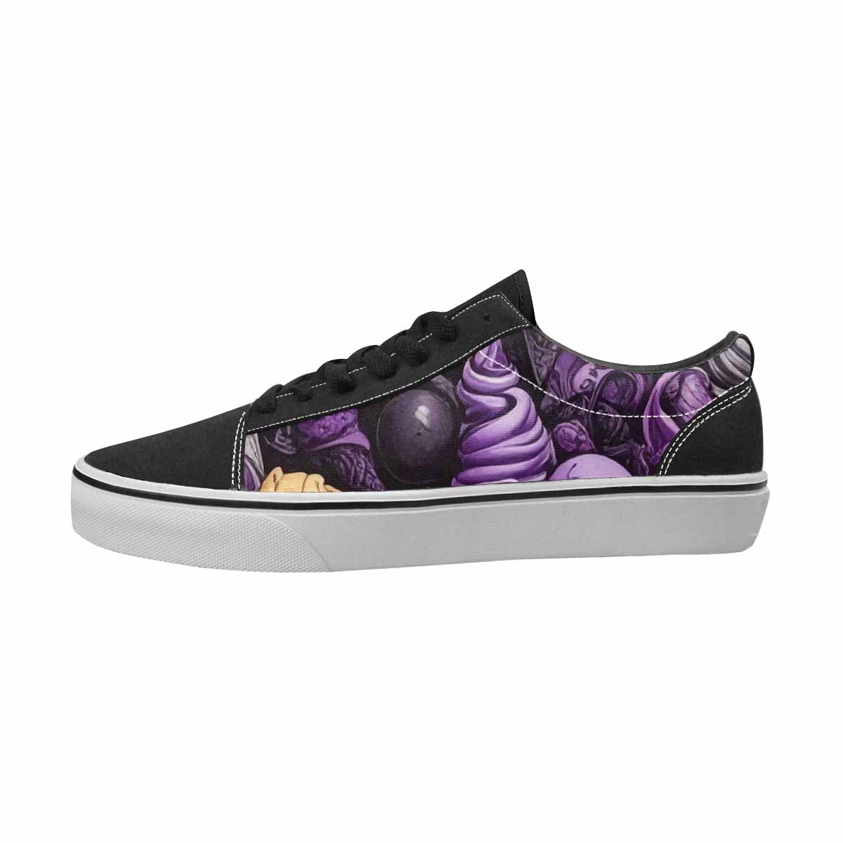 WOMEN'S Ice Cream Black & Purple Ink Canvas Personalized Neon Fantasy Custom Art Shoes
