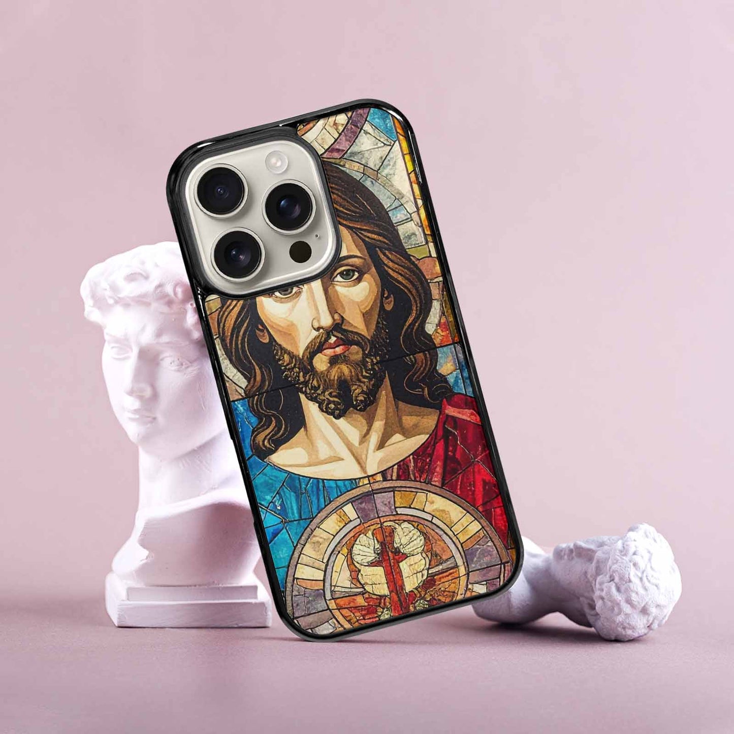 iPhone 16 Pro Case — Jesus Face Small Cross And Faith, Custom Art Phone Cover