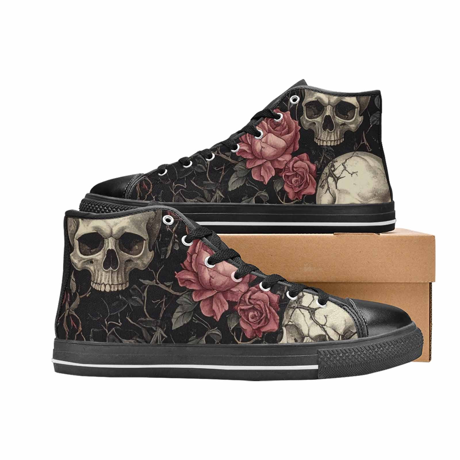 MEN'S Skulls - Roses High Top Canvas Cottagecore Shoes