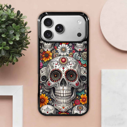 iPhone 17 Pro Max Case — Greyscale Black And White Gothic Skulls, Unique Phone Case Design