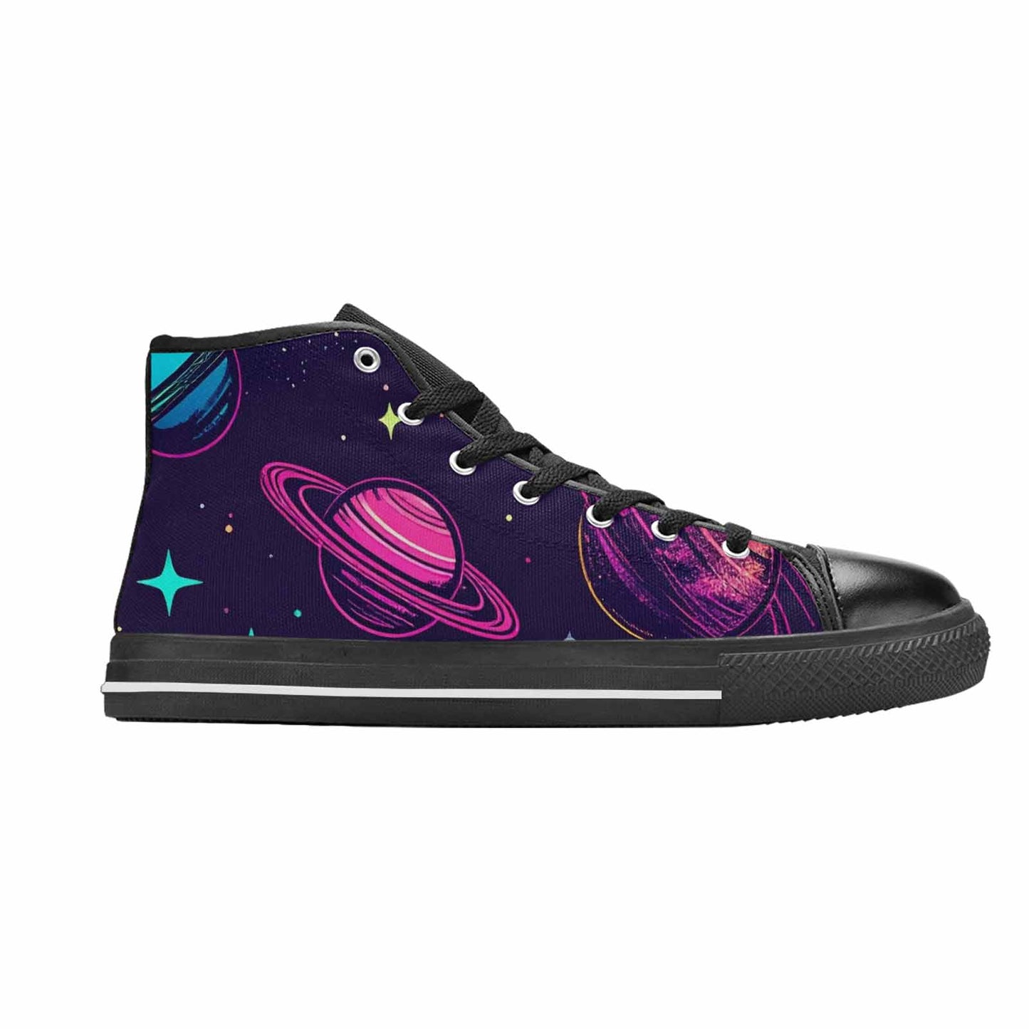 MEN'S Space Galaxy Astronaut High Top Canvas Neon Fantasy Custom Sneakers