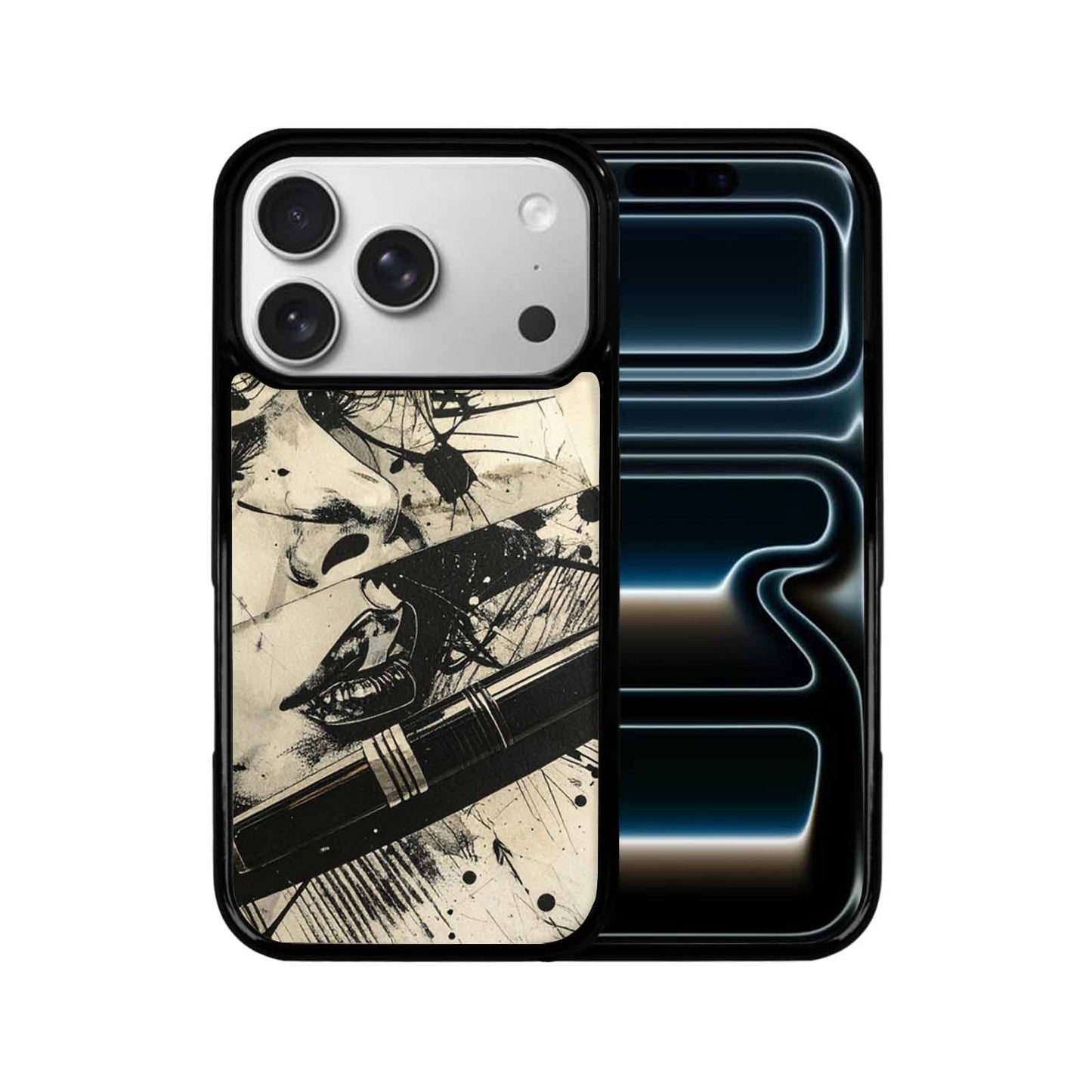 iPhone 17 Pro Case — Black And White Solid Black Retro, Customized Protective Case
