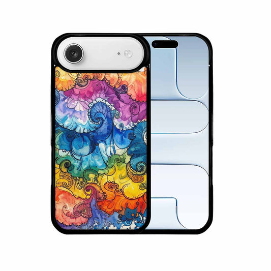 iPhone 17 Air Case — Tie Dye Swirls Black Blue Tie, Custom Phone Case