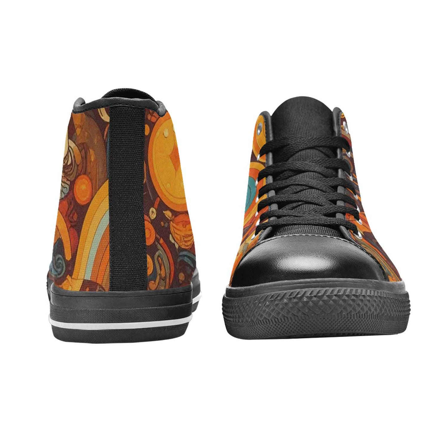 WOMEN'S Groovy 70S Peace High Top Canvas Cottagecore Custom Shoes