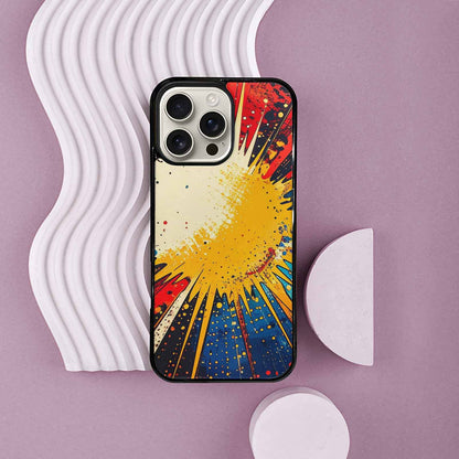 iPhone 16 Pro Max Case — Comic Halftone Comic Bursts Pattern Hundreds, Custom Printed Phone Case