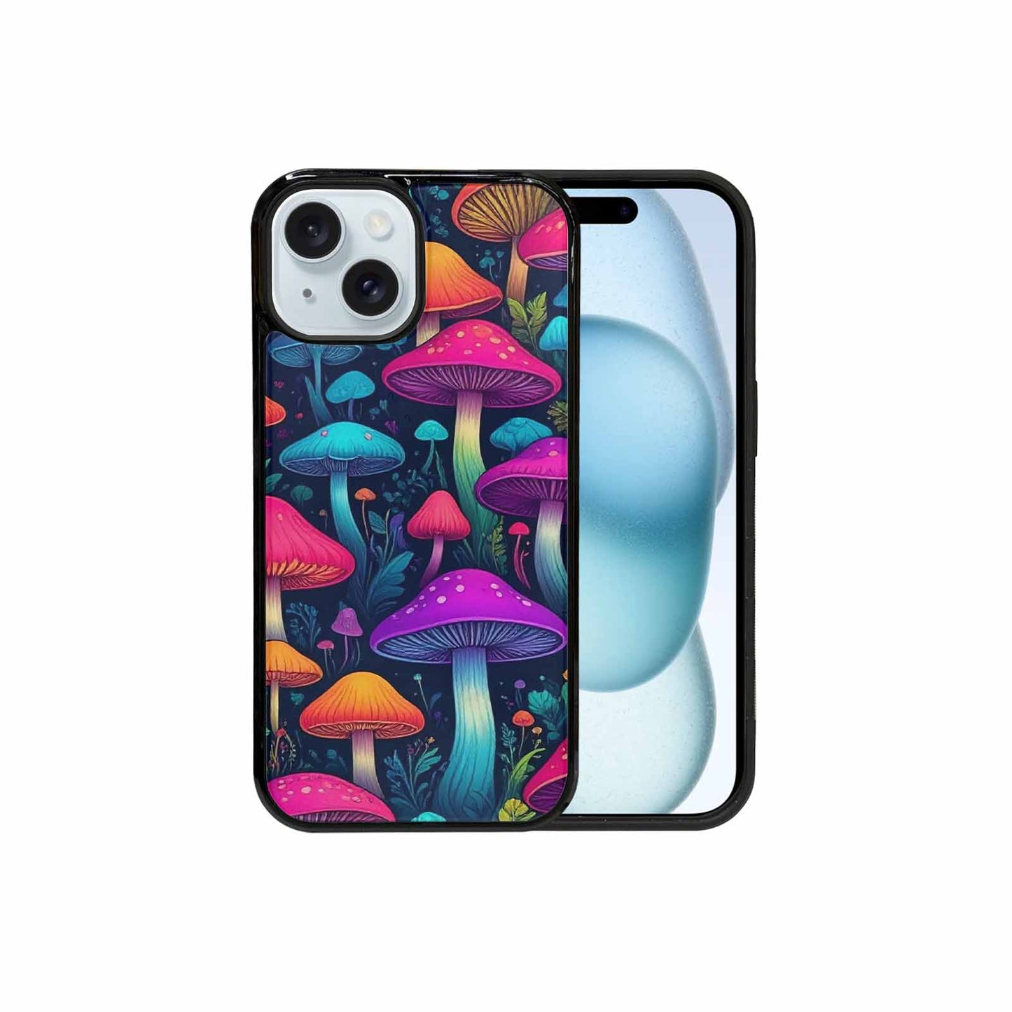 iPhone 15 Case — Mushroom Psychedelic Art Seamless Pattern Vibrant, Personalized Phone Case