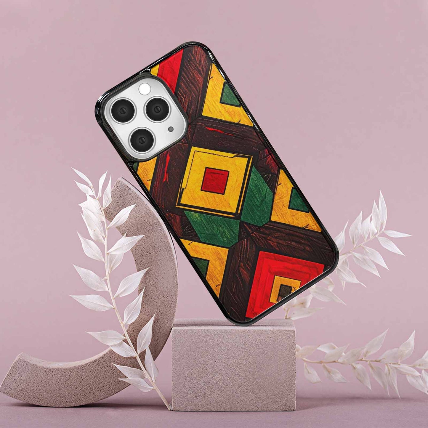 iPhone 15 Pro Max Case — African Kente Cloth Inspired Pattern Geometric, Personalized Phone Case