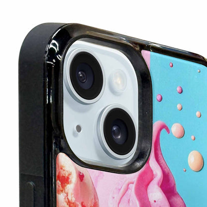 iPhone 15 Plus Case — Collage Of Overlapping Waffle Cones Icecream, Custom Art Phone Cover