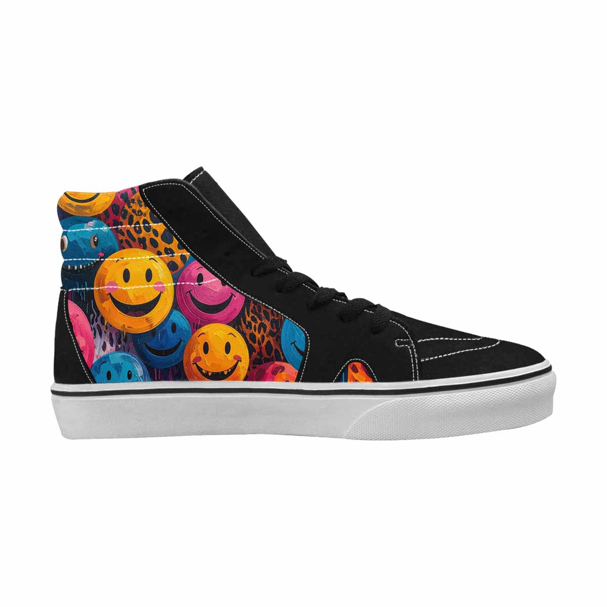 MEN'S Smiley Faces  Animal High Top Canvas Surreal Shoes