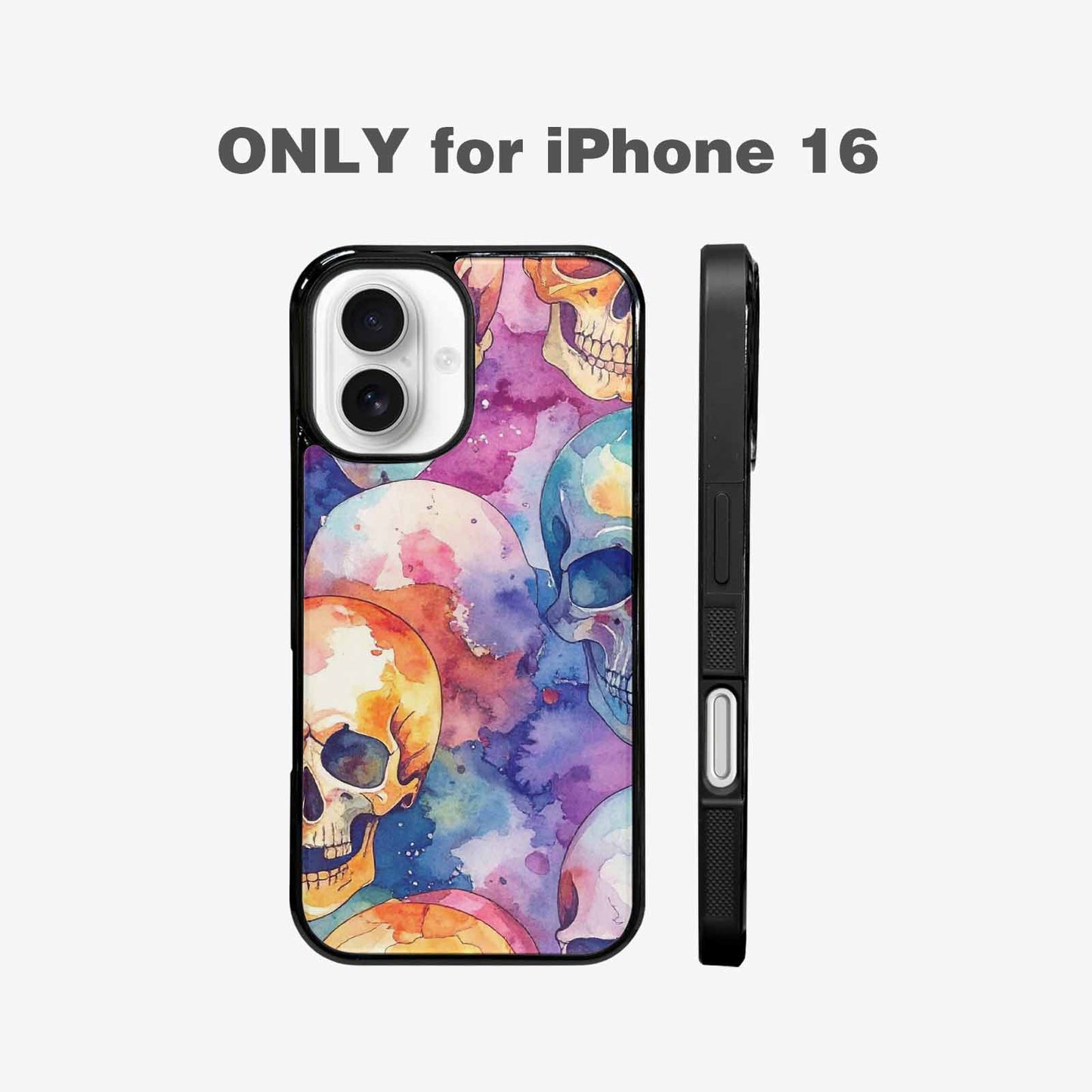 iPhone 16 Case — Kulls Watercolor Skulls Small Skull Pattern, Personalized Phone Case