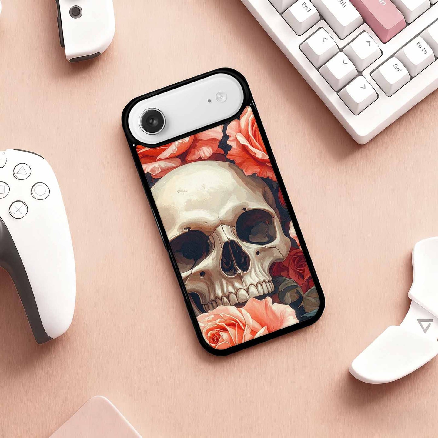 iPhone 17 Air Case — Skulls Roses Soft Airbrush Gothic Skulls, Unique Phone Case Design