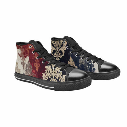 WOMEN'S Damask Ornamental Wallpaper High Top Canvas Aesthetic Custom Sneakers