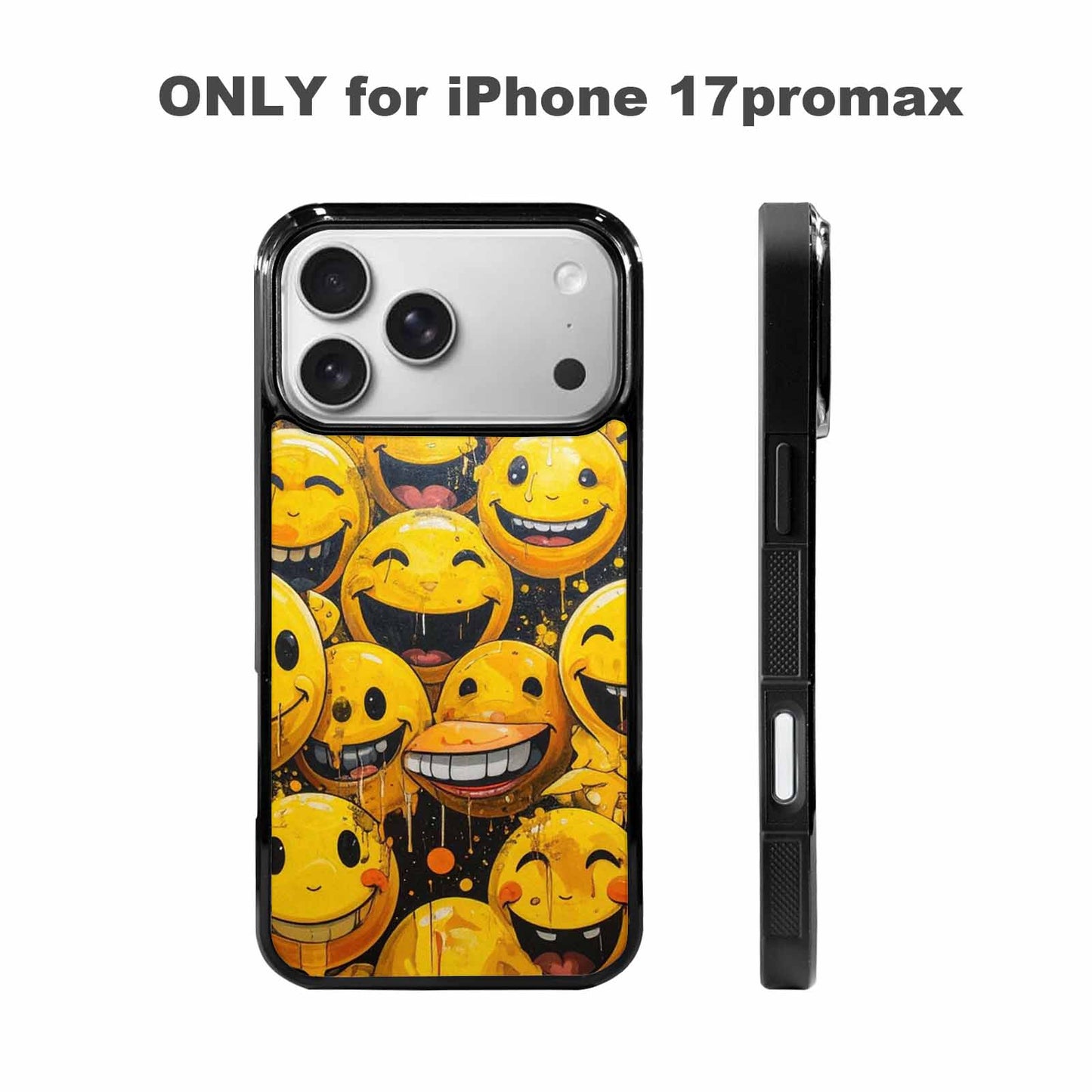 iPhone 17 Pro Max Case — Melting Moon Smiley Yellow Original Art, Custom Phone Case