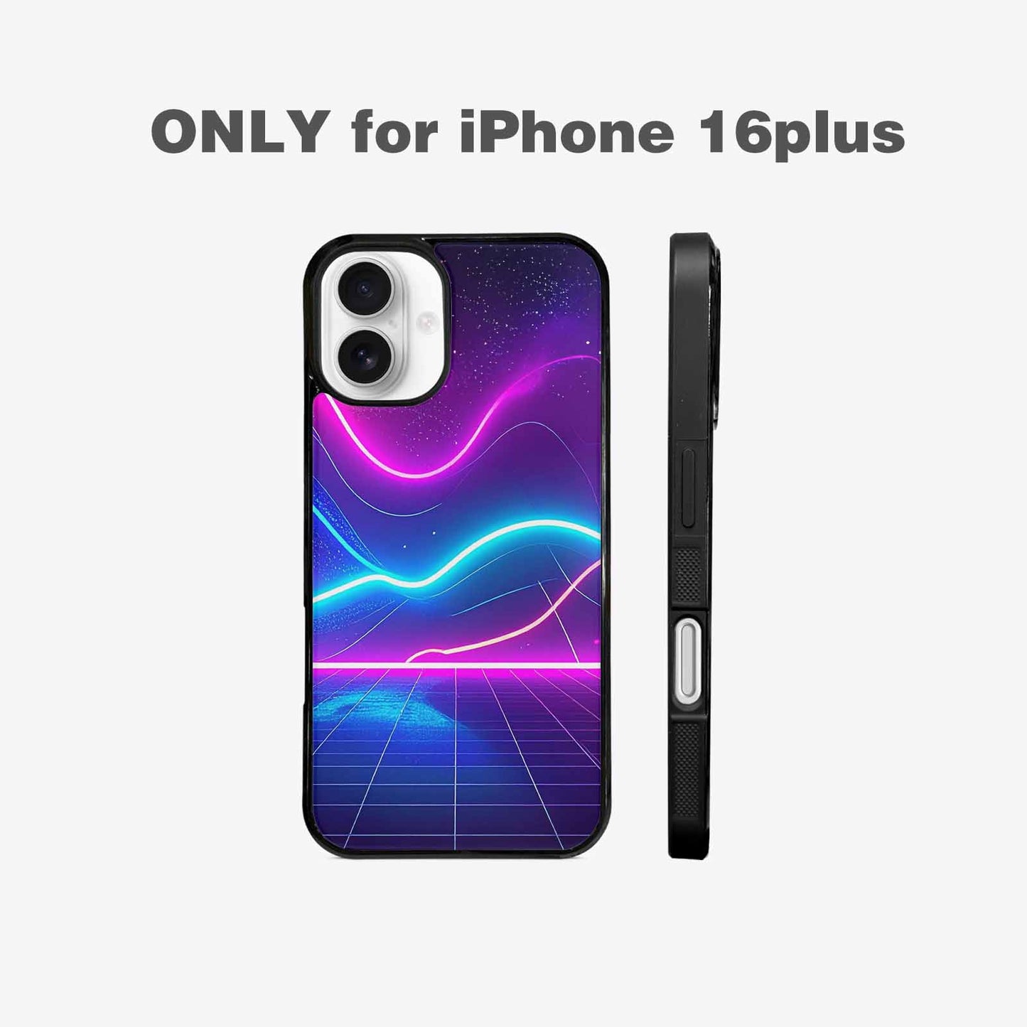 iPhone 16 Plus Case — 1980s Neon Cartoon Art Pattern, Custom Phone Case