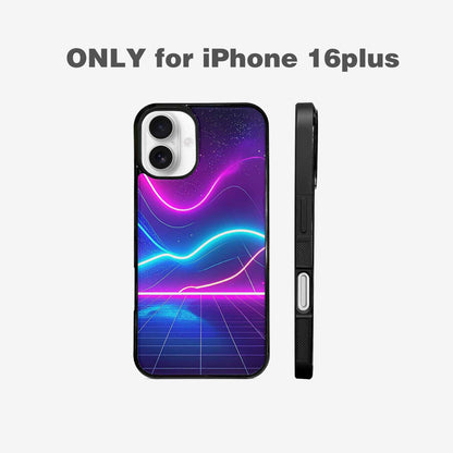 iPhone 16 Plus Case — 1980s Neon Cartoon Art Pattern, Custom Phone Case