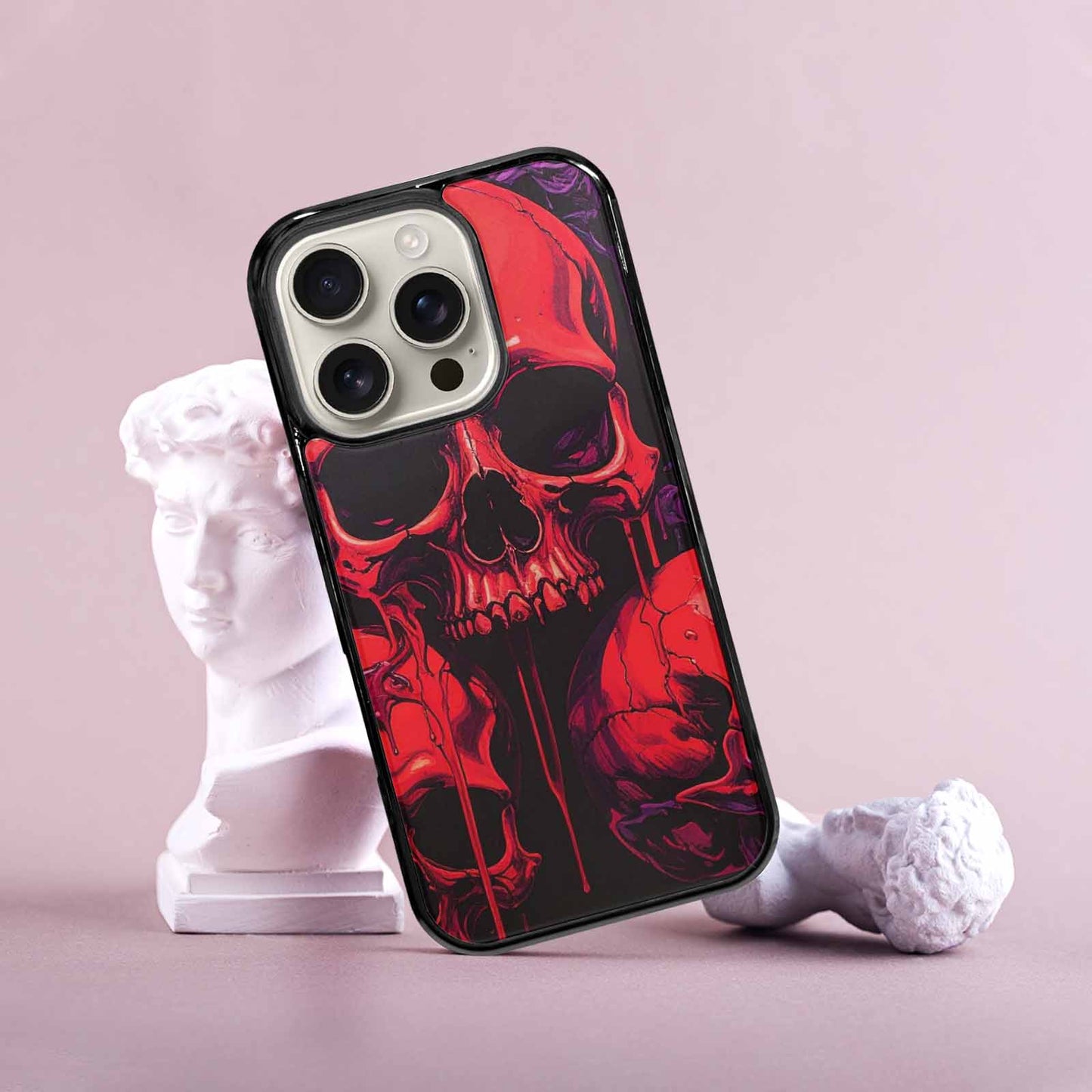iPhone 16 Pro Case — Red Purple Skeletons Neon Drip Melting, Custom Designed Case Cover