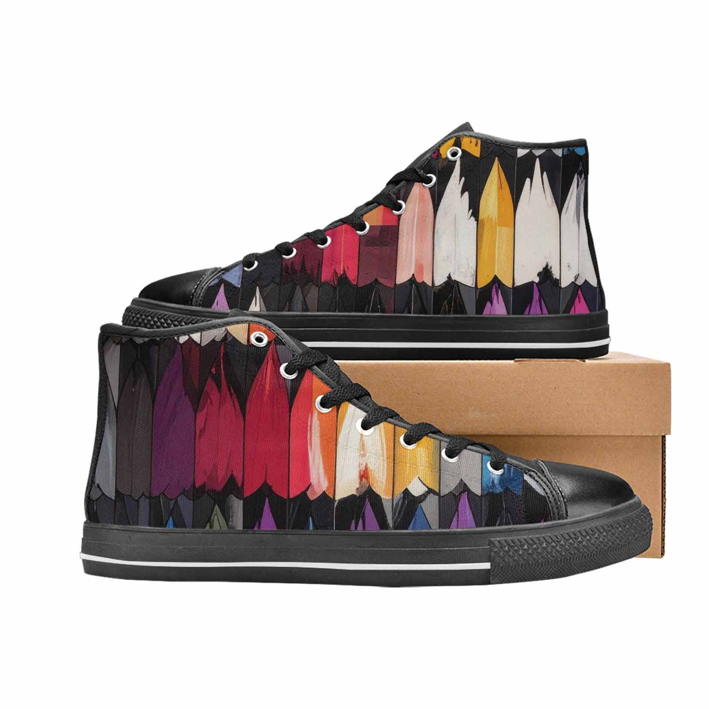 MEN'S Asexual Flag Color High Top Canvas Aesthetic Sneakers