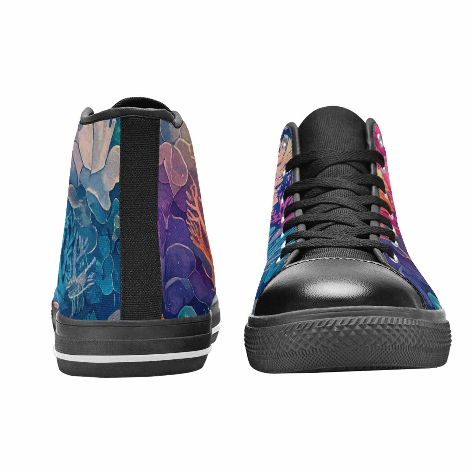 WOMEN'S Fish Scale Coral High Top Canvas Neon Fantasy Sneakers