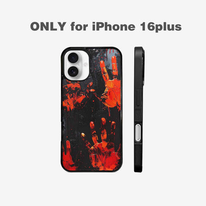 iPhone 16 Plus Case — Halloween Splatter Handprint, Custom Print Case Cover