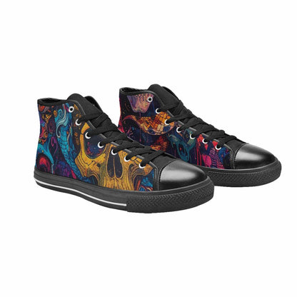 WOMEN'S Snakes And Skulls Collage High Top Canvas Dark Academia Custom Sneakers