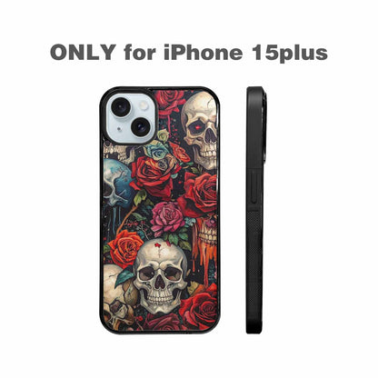 iPhone 15 Plus Case — Skulls And Rosesmelting Skulls A, Unique Phone Case Design