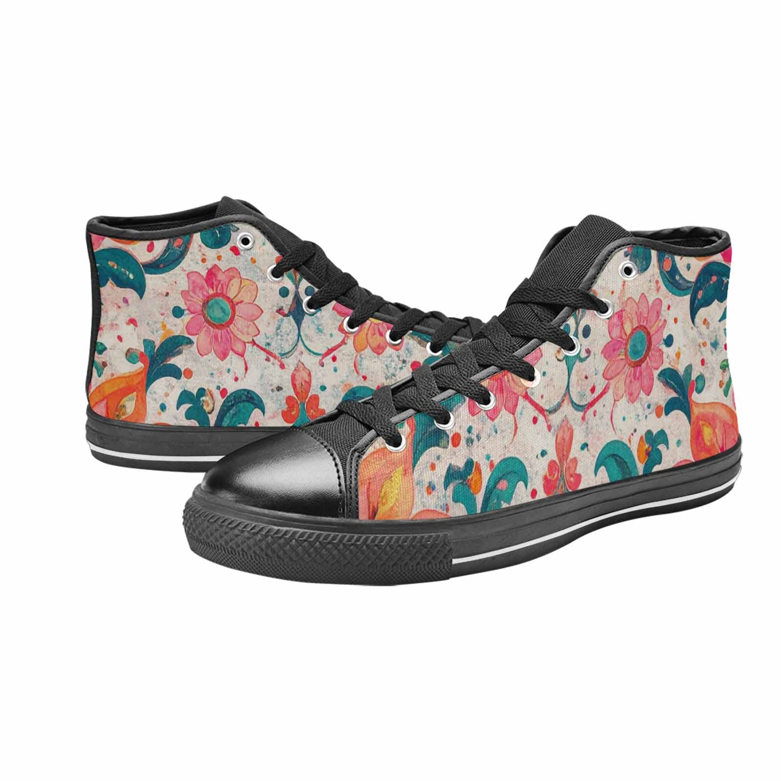 WOMEN'S Marble Floral High Top Canvas Aesthetic Sneakers