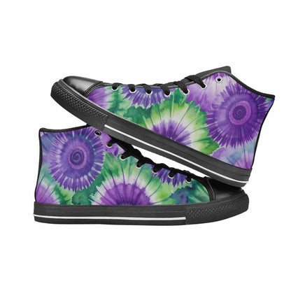 WOMEN'S Tie Dye - High Top Canvas Vibrant Chaos Custom Sneakers