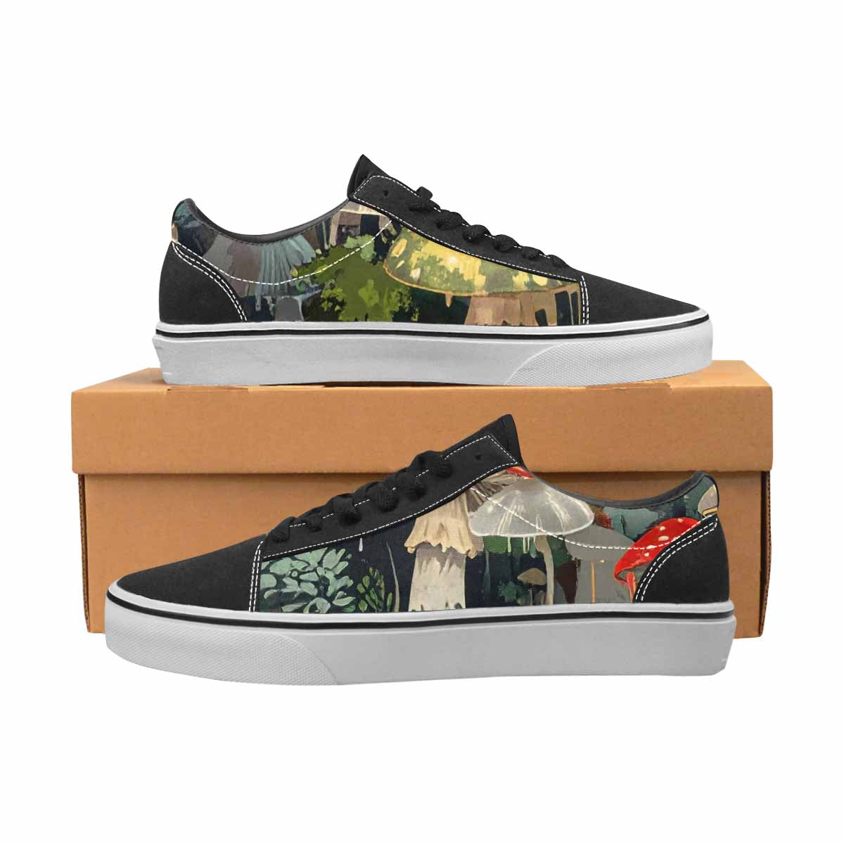 WOMEN'S Mushrooms  Camo Mushrooms Lace-Up Canvas Surreal Custom Shoes