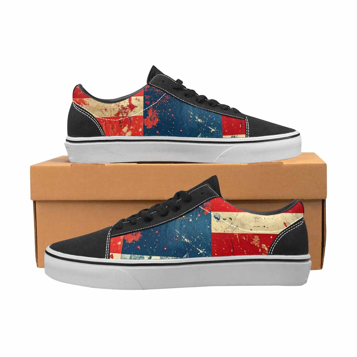 MEN'S American Flag Stars Canvas Lace-Up Dark Academia Custom Shoes