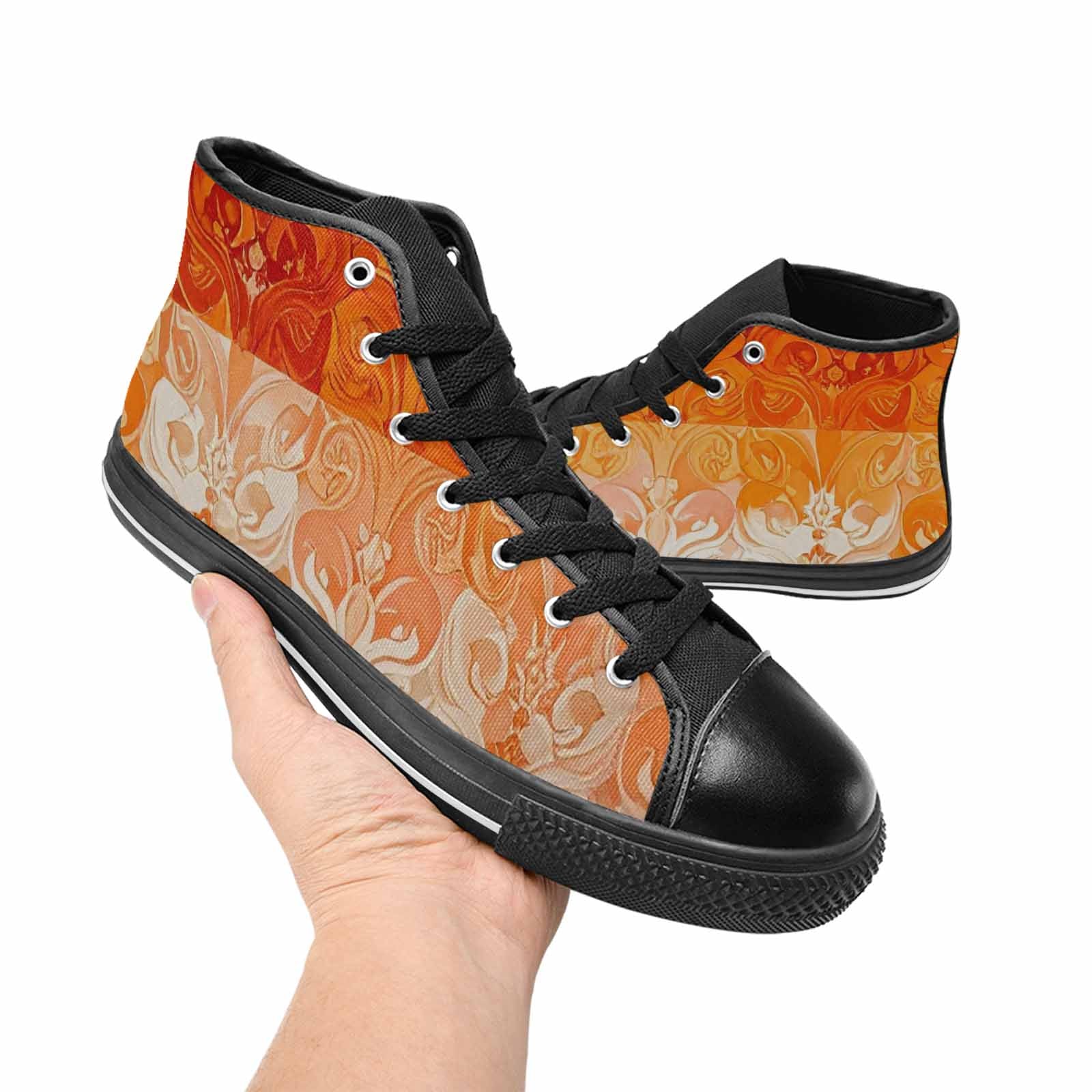 MEN'S Lesbian Flag Color High Top Canvas Grunge Sneakers