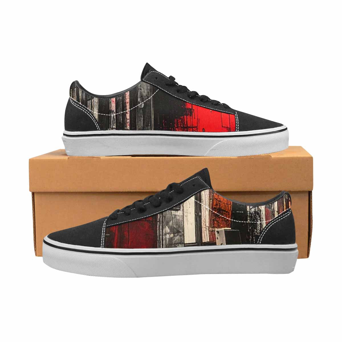 WOMEN'S Liminal Space Fragment Lace-Up Canvas Vibrant Chaos Custom Sneakers