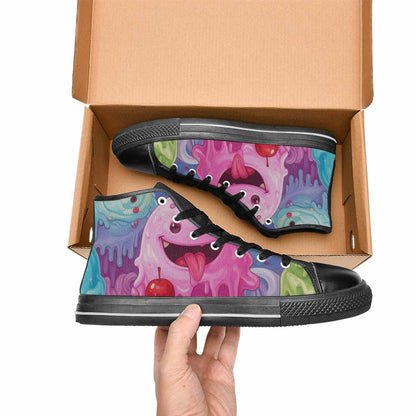 WOMEN'S Melting Icecream Monster Cherry High Top Canvas Dreamcore Custom Sneakers