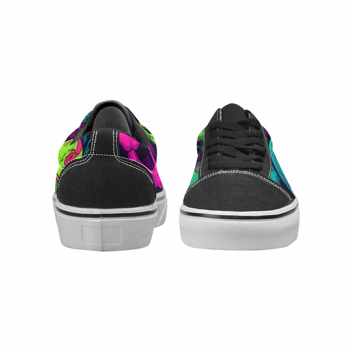 WOMEN'S Skulls - Neon Canvas Lace-Up Vibrant Chaos Custom Shoes